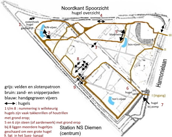 kaartje met de H&uumlgels in natuurpark Spoorzicht erop
